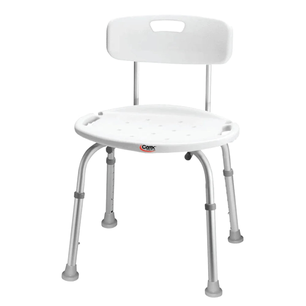 CAREX ADJUSTABLE BATH SHOWER SEAT WITH BACK Metal Mobility Products Inc